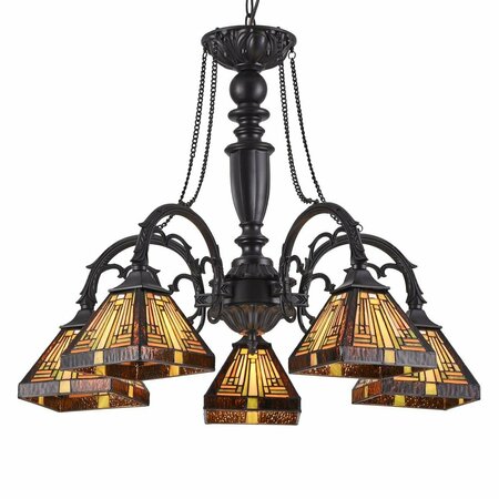 CHLOE LIGHTING Innes Tiffany-Style 5 Light Mission Large Chandelier - 27 in. CH33359MR27-DC5